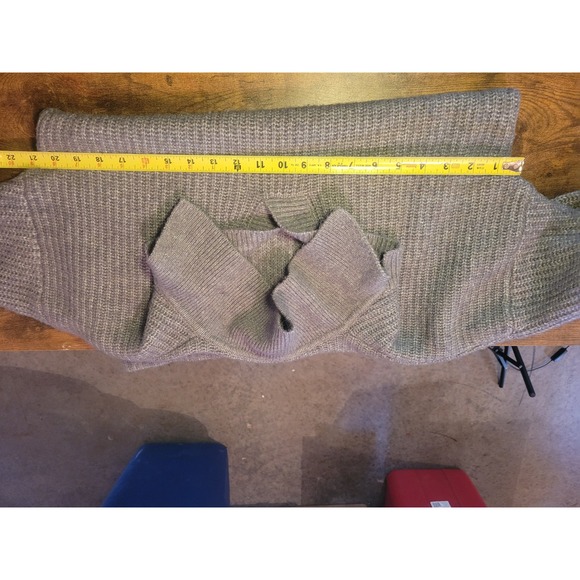 NINE WEST Women Gray Ribbed Collared V Neck Sweater Pullover M - Picture 7 of 7